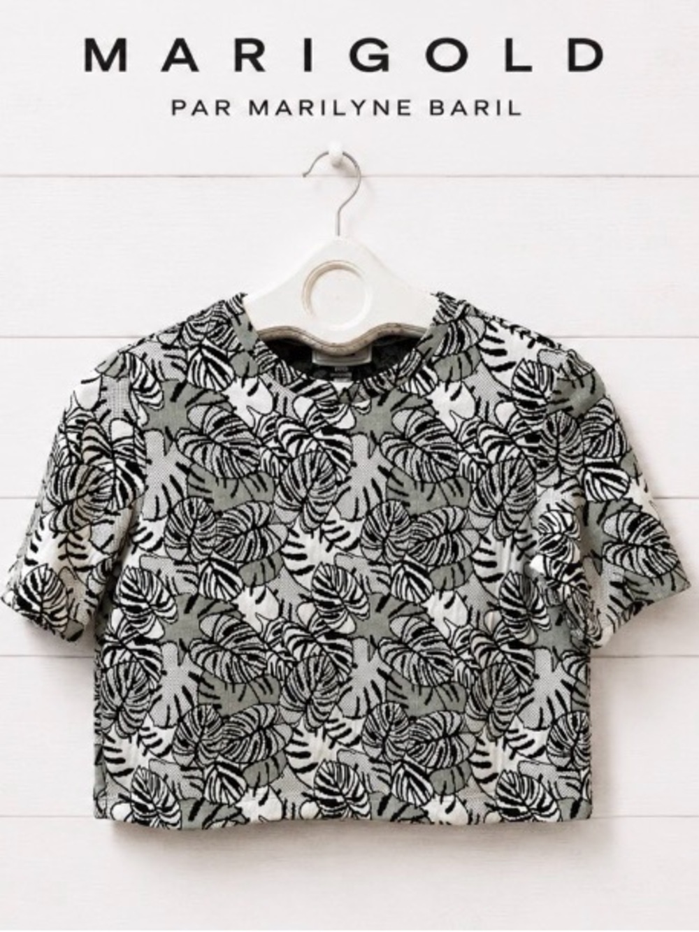MARIGOLD Black, Ivory & Sage Knit Crop Top – XS | Designer Québec